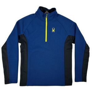 Spyder Sweater Mens Medium M Blue Black 1/2 Half Zip Outbound Midweight‎ NEW